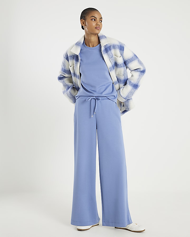 Blue Premium Wide Leg Joggers