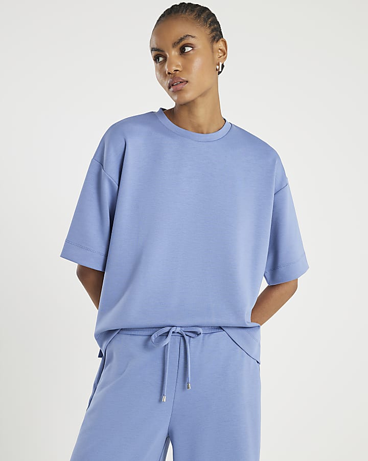 Blue Premium Short Sleeve Boxy Fit T-shirt