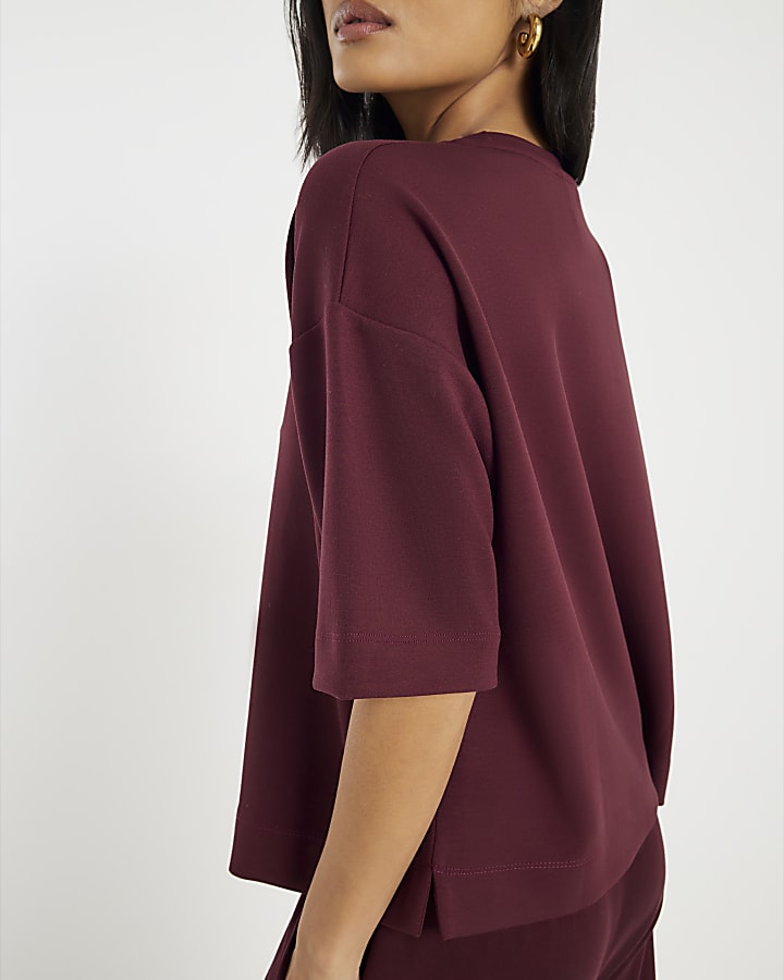 Petite Red Premium Short Sleeve Boxy T-Shirt