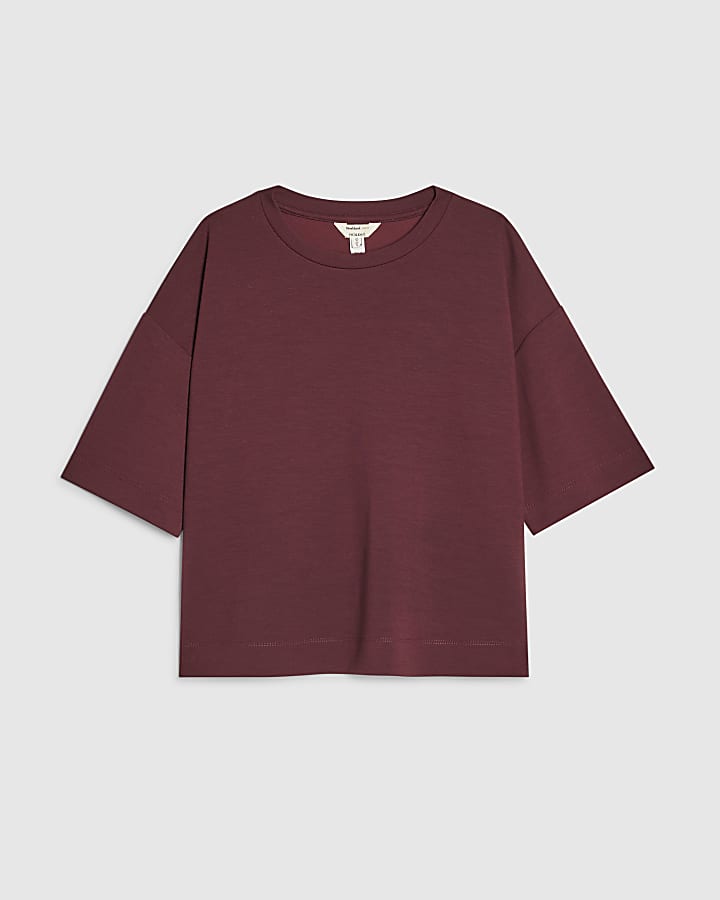 Petite Red Premium Short Sleeve Boxy T-Shirt