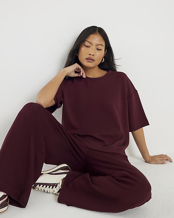 Petite Red Premium Short Sleeve Boxy T-Shirt