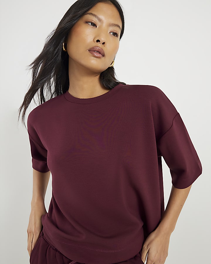 Petite Red Premium Short Sleeve Boxy T-Shirt