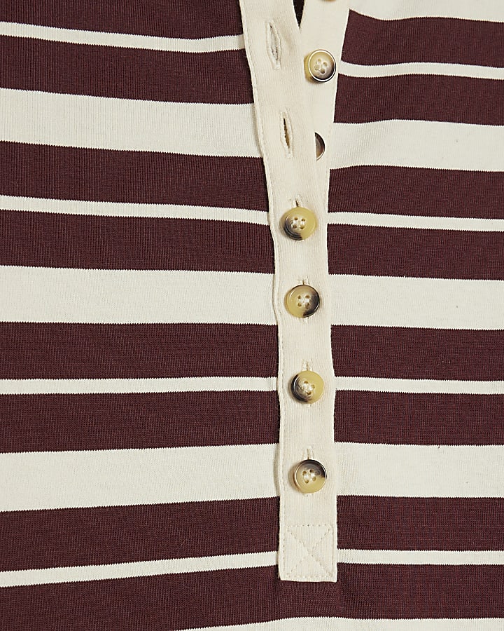 Burgundy Long Sleeve Stripe Top