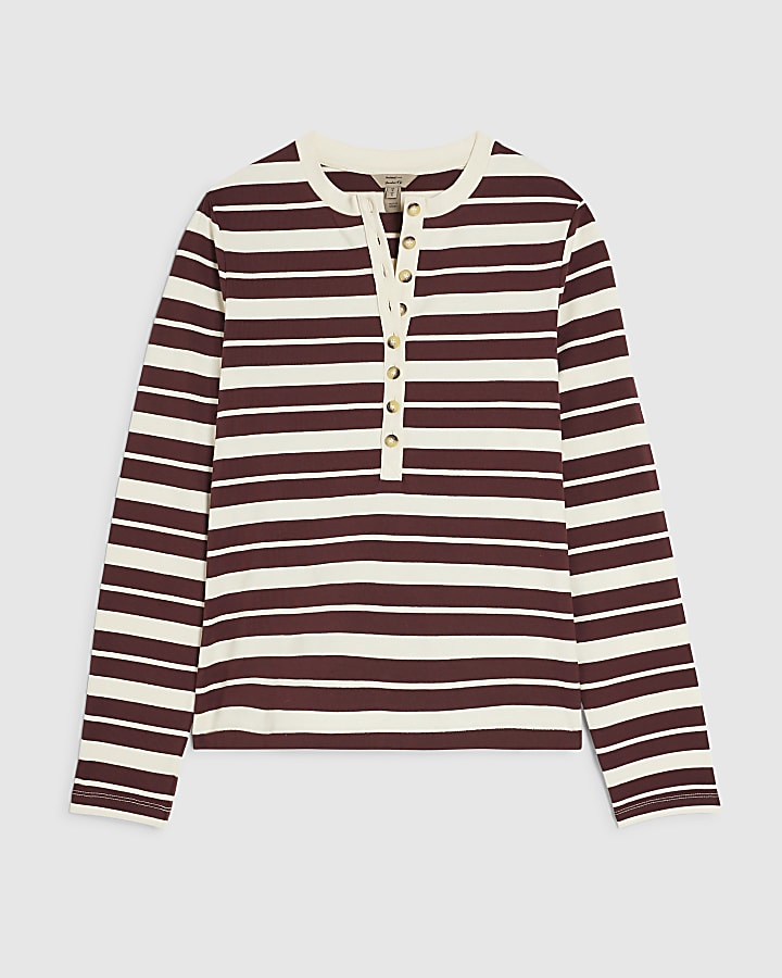 Burgundy Long Sleeve Stripe Top