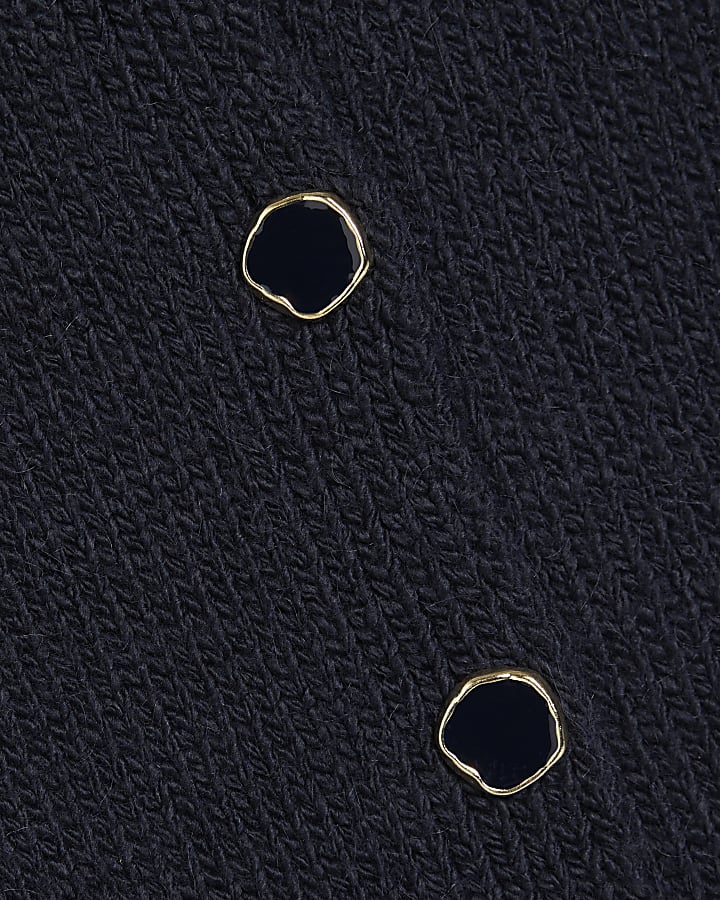 Navy Knitted Bobble Sleeve Cardigan