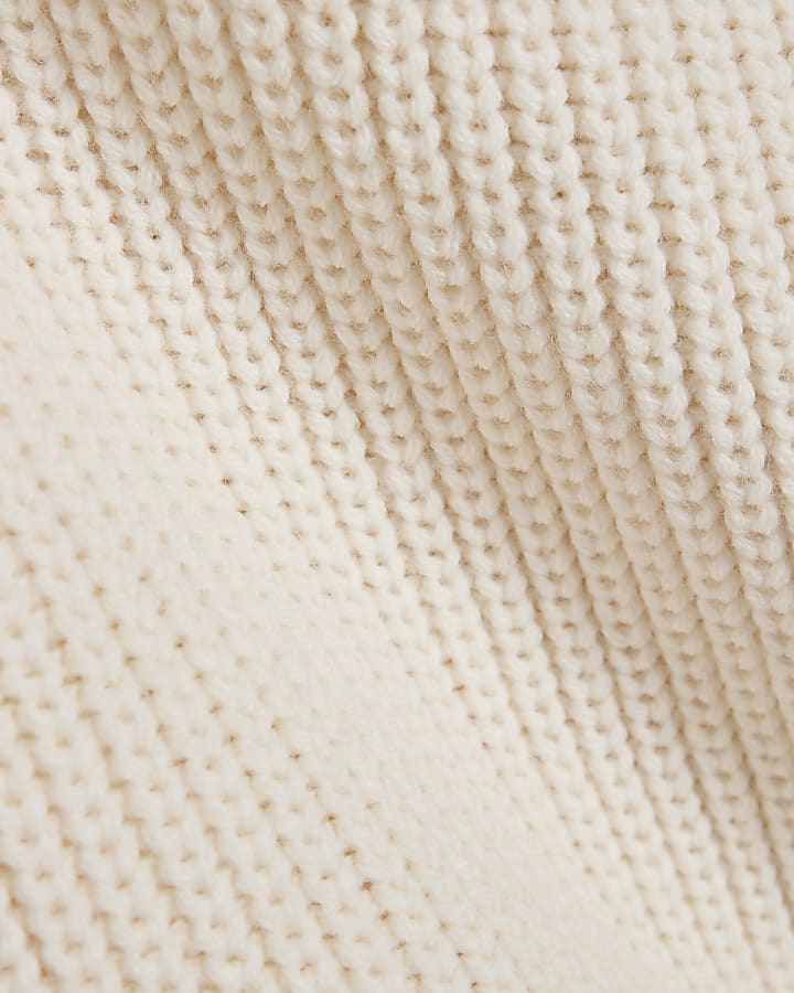 Cream Fringe Hem Rib Jumper