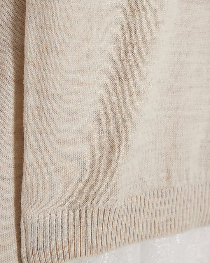 Beige Knitted Hybrid Lace Top