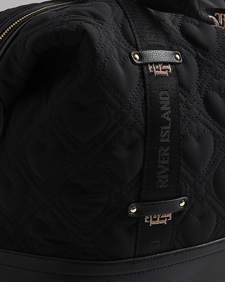Black Heart Quilted Holdall Bag