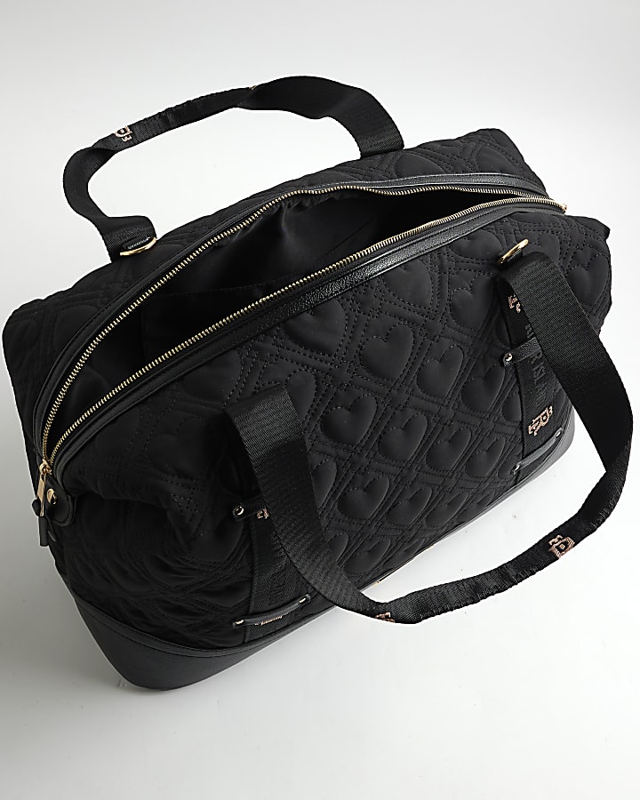 Black Heart Quilted Holdall Bag