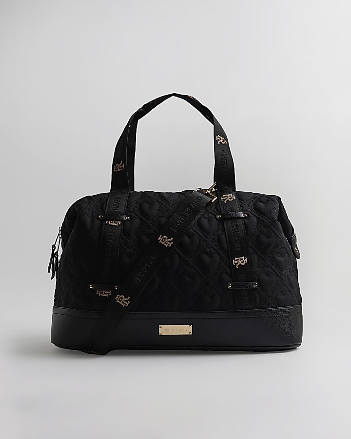 Black Heart Quilted Holdall Bag
