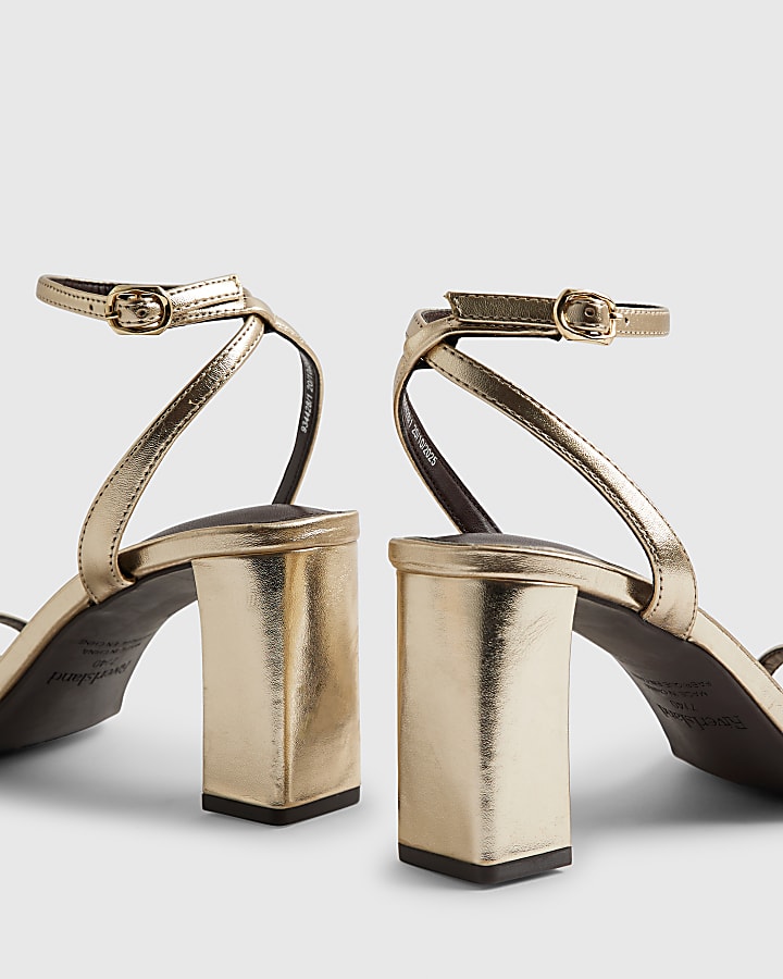 Gold Barely There Heeled Sandals