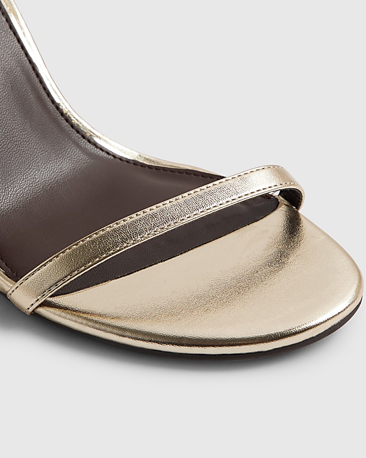 Gold Barely There Heeled Sandals