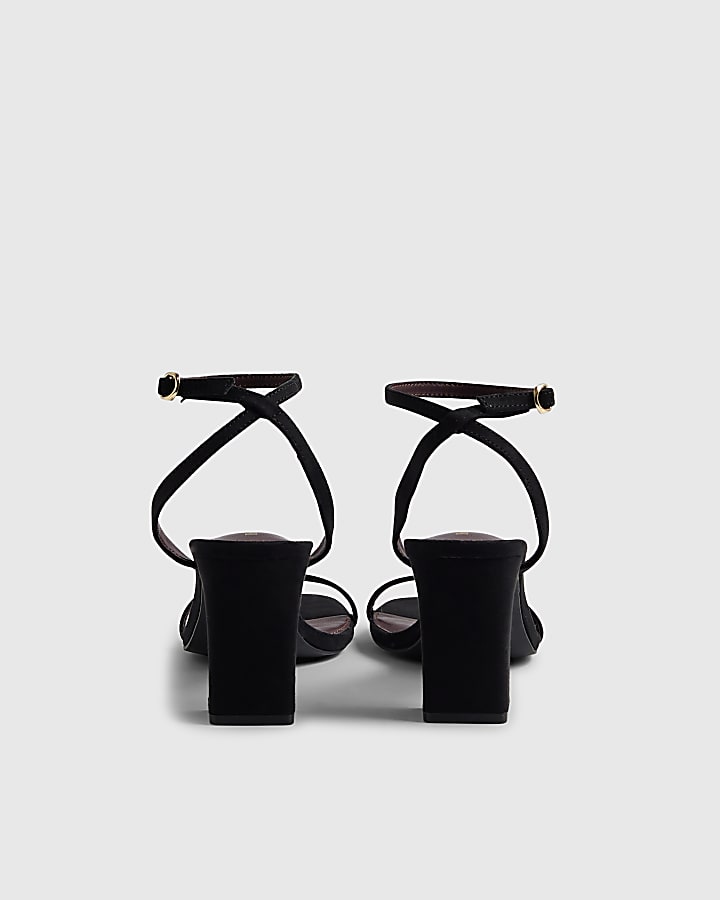 Black Barely There Heeled Sandals