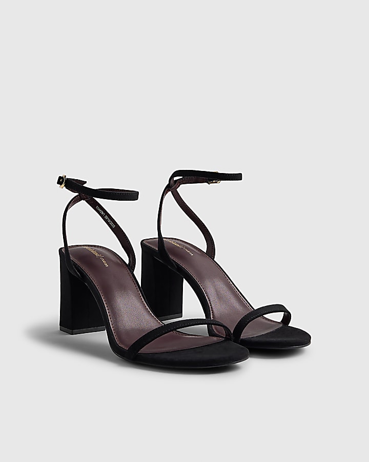 Black Barely There Heeled Sandals