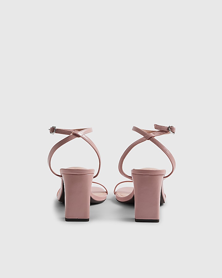 Pink Barely There Heeled Sandals