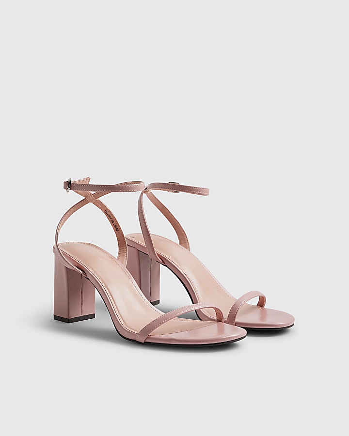 Pink Barely There Heeled Sandals