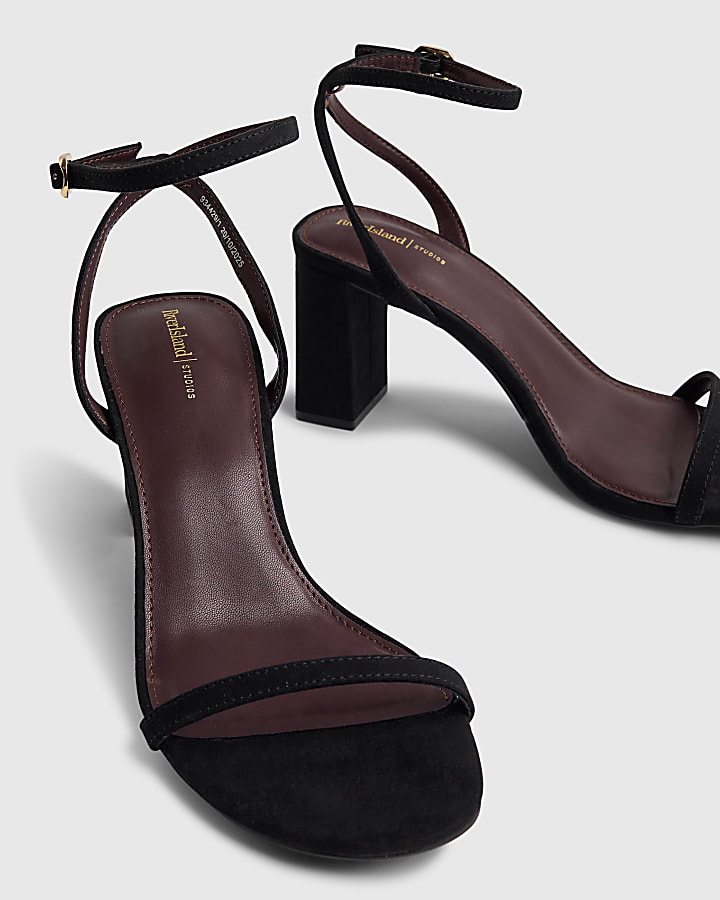 Black Wide Fit Open Toe Heeled Sandals