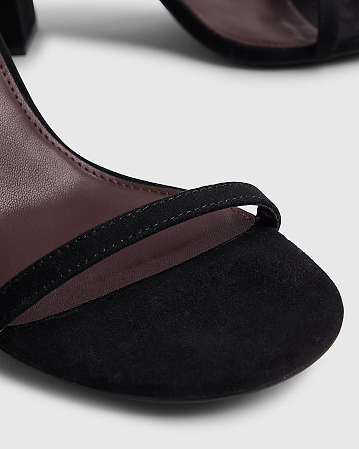 Black Wide Fit Open Toe Heeled Sandals