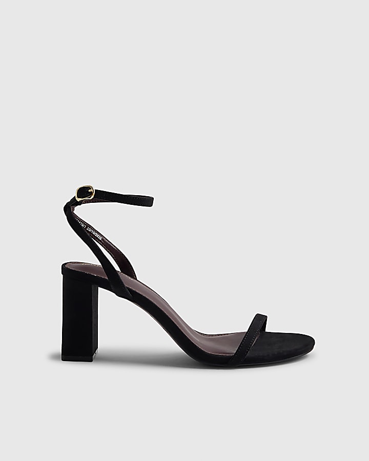 Black Wide Fit Open Toe Heeled Sandals