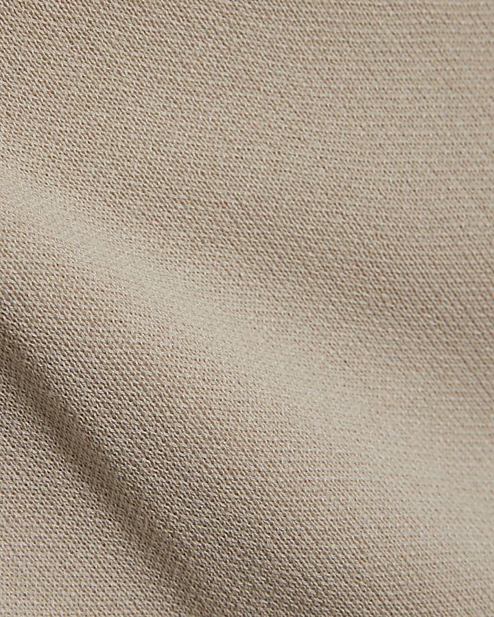 Beige Linen Blend Boat Neck Jumper