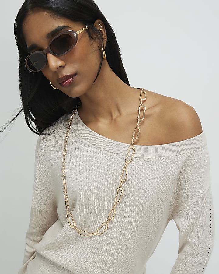 Beige Linen Blend Boat Neck Jumper