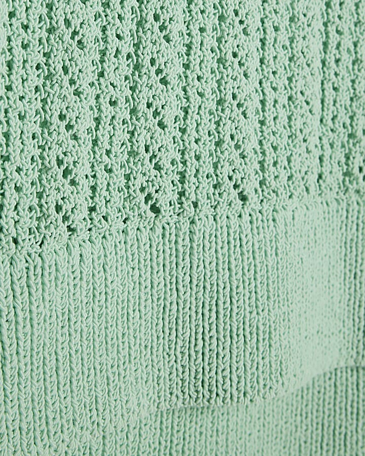 Green Crochet Knit Vest Top