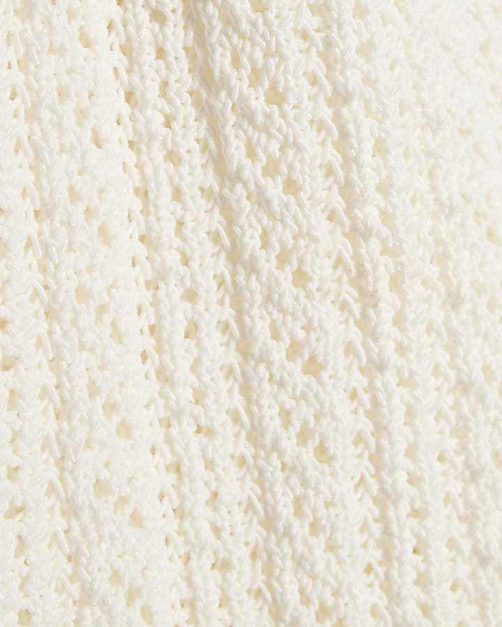 White Crochet Knit Vest Top