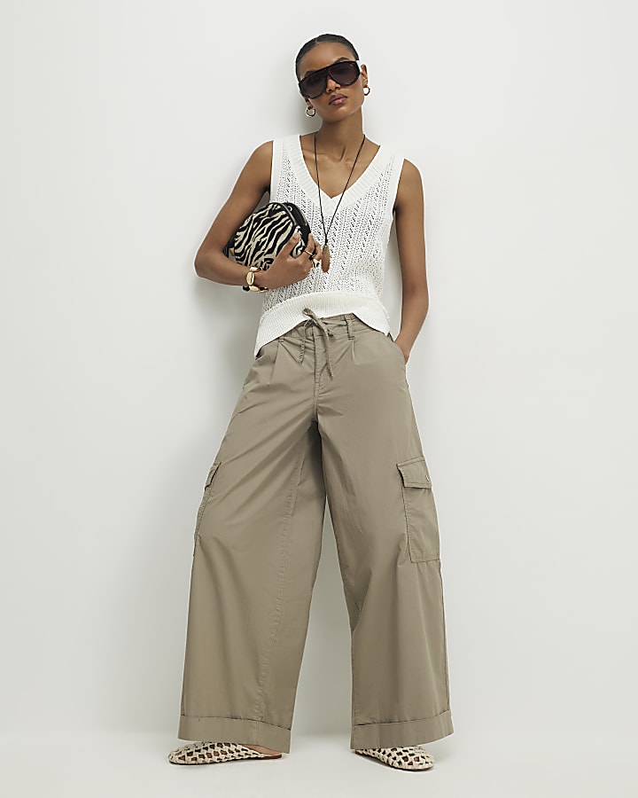 White Knitted Sleeveless Top