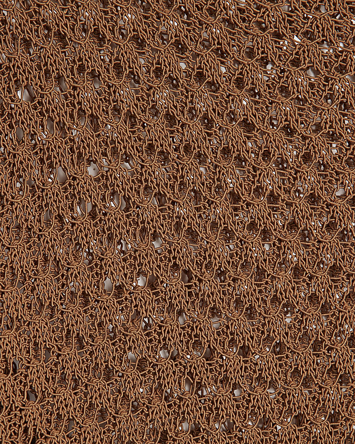 Brown Open Stitch T-Shirt