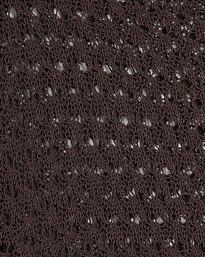 Brown Open Stitch T-Shirt