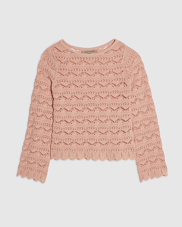 Pink Stitch Boat Neck Jumper