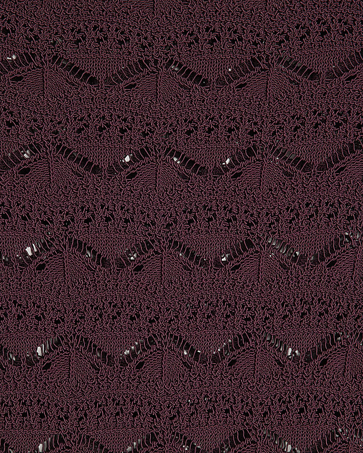 Purple Crochet Knit Boat Neck Jumper