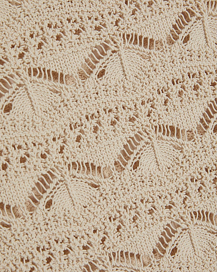 Cream Crochet Knit Boat Neck Jumper