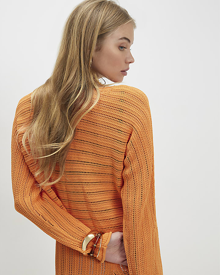 Orange Tape Yarn Knitted Jumper