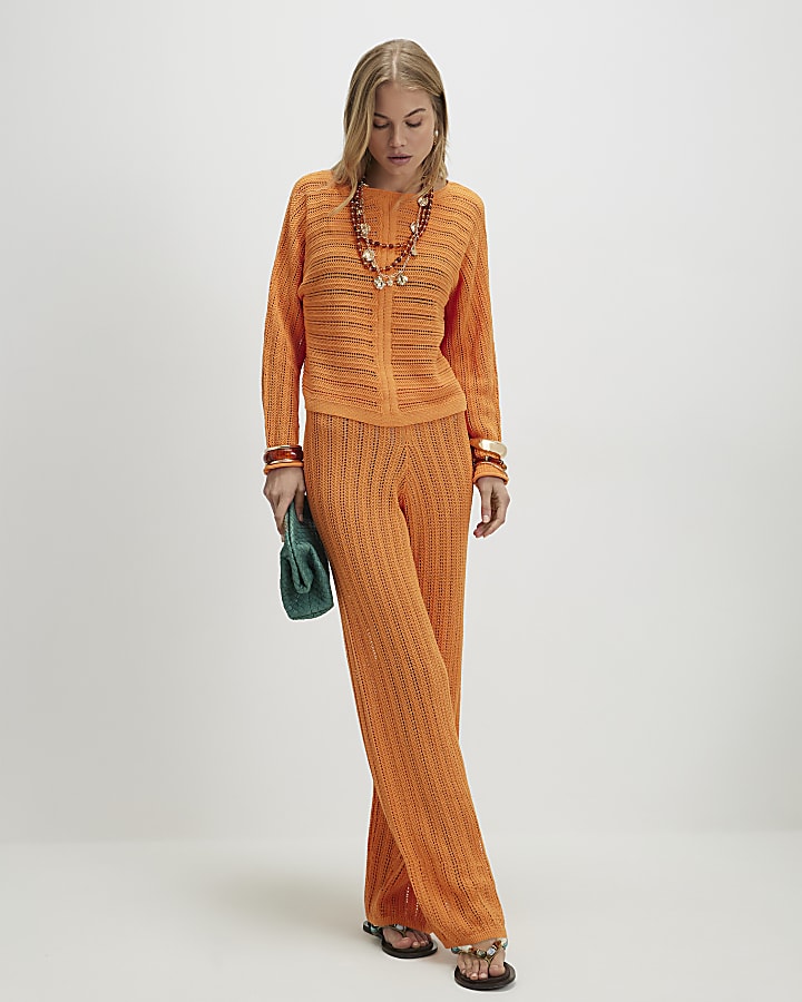 Orange Tape Yarn Knitted Jumper