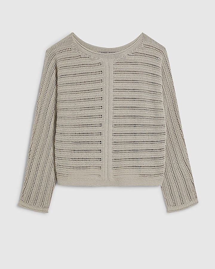 Beige Tape Yarn Knitted Jumper