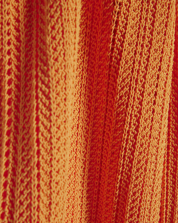 Orange Wide Leg Knitted Trouser