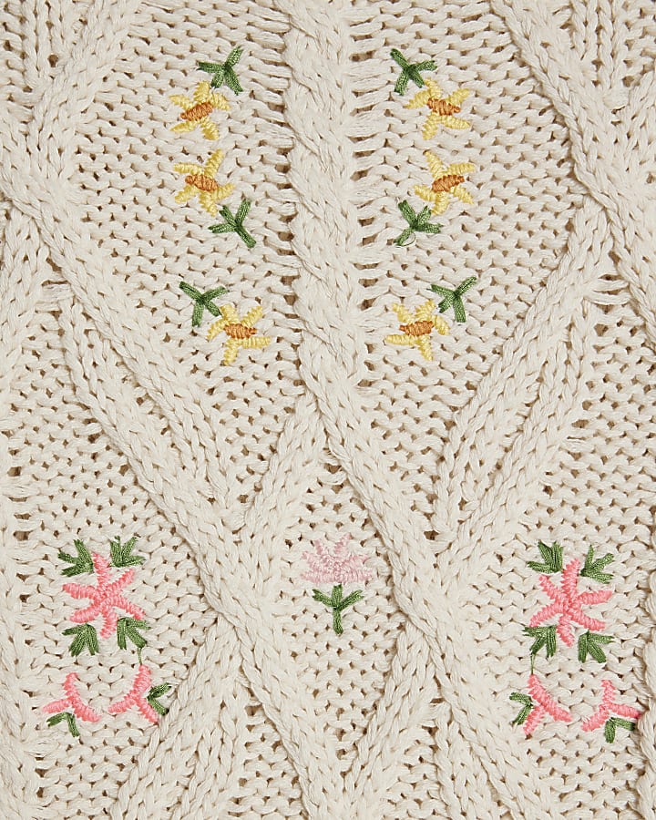 Cream Floral Embroidered Jumper