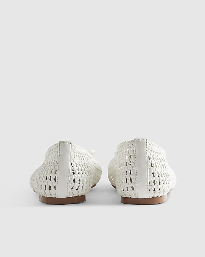 White Woven Ballet Pumps