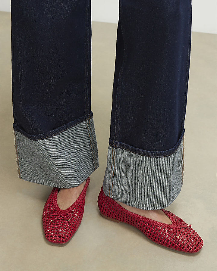 Red Woven Ballet Pumps