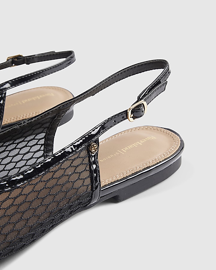 Black Mesh Pointed Toe Sling Back Shoes