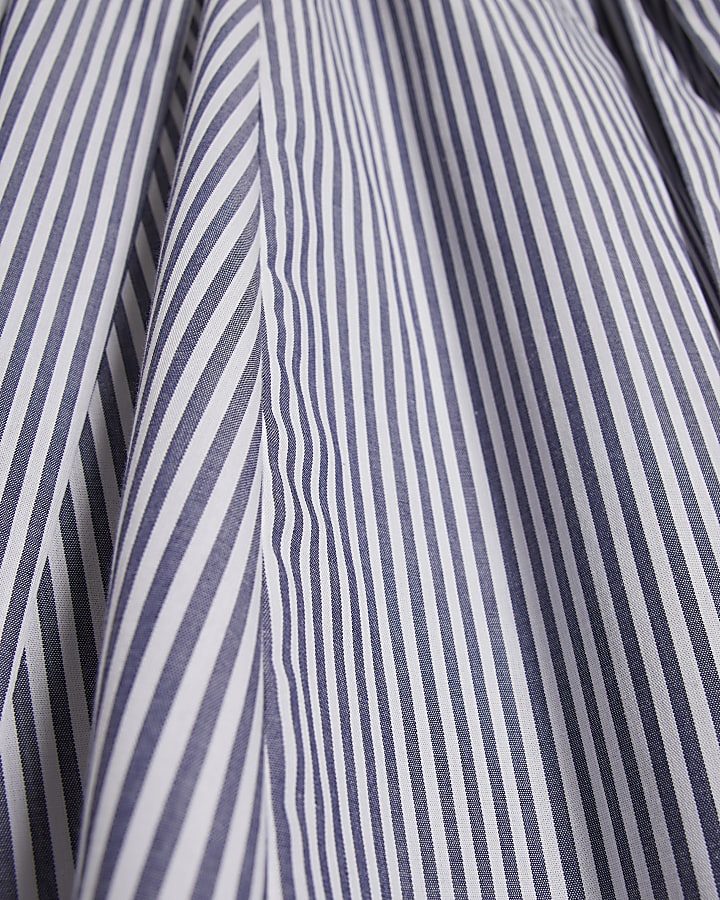 Navy Striped Mini Shirt Dress