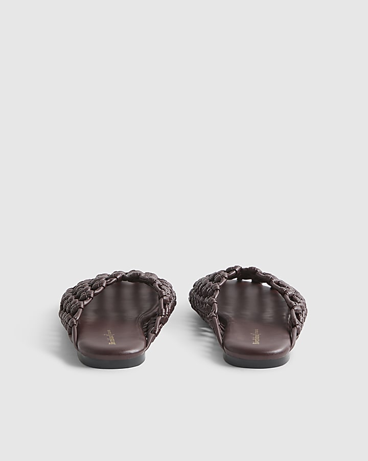 Red Open Weave Mule Sandals