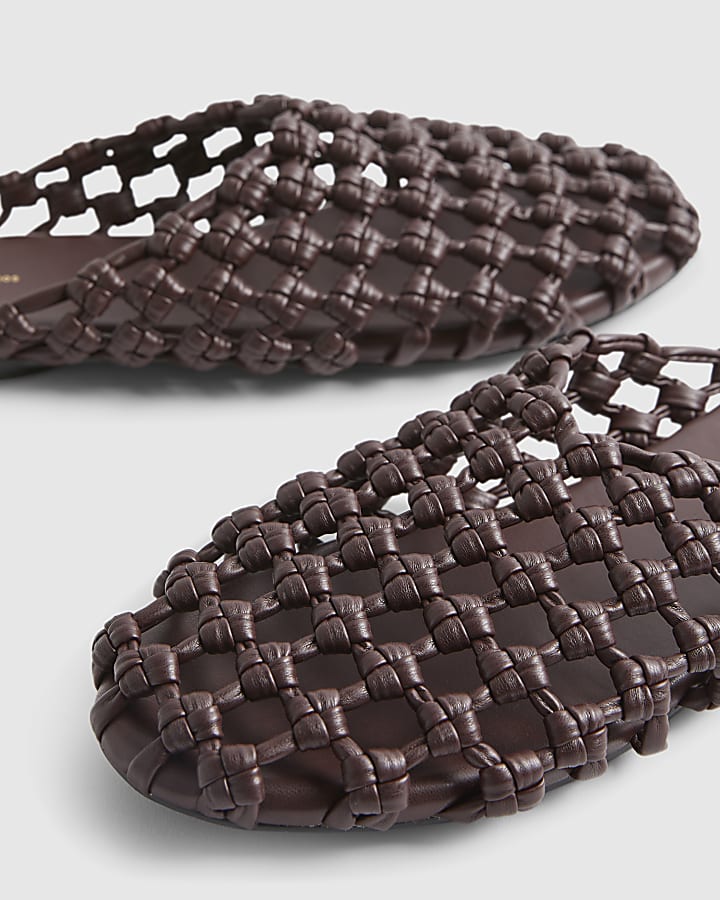 Red Open Weave Mule Sandals