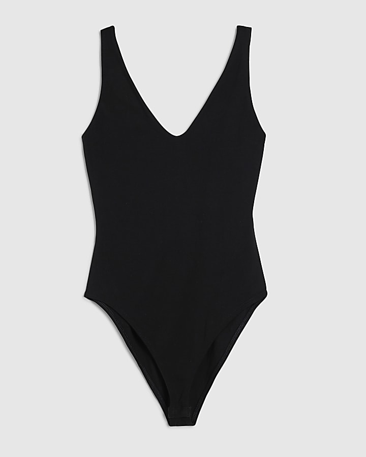 Black Sleeveless Cotton Bodysuit