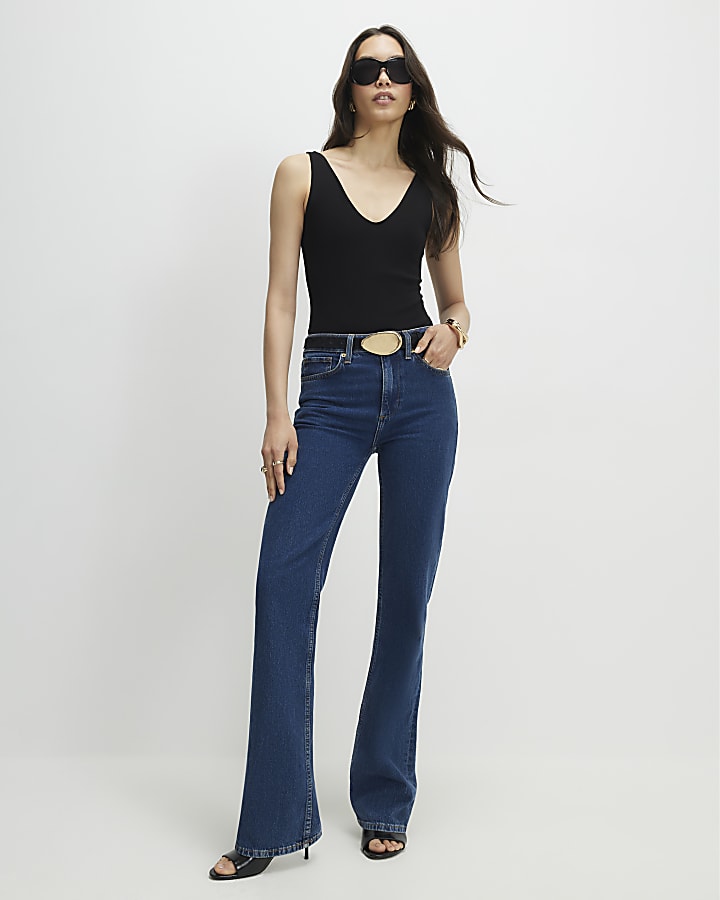 Black Sleeveless Cotton Bodysuit