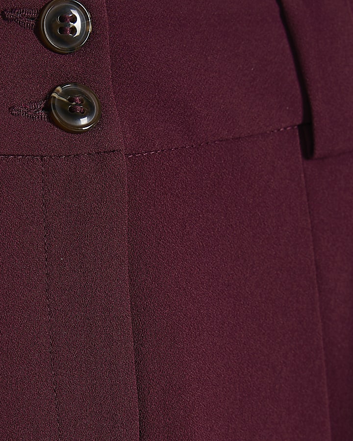 Red Pleated Wide Leg Trousers