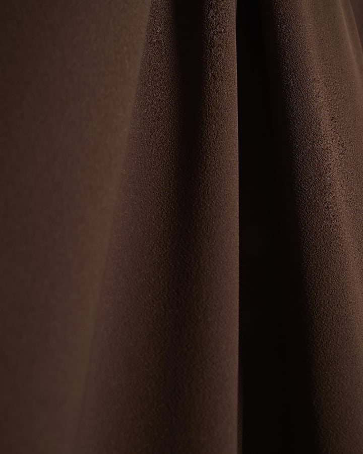 Brown Pleated Wide Leg Trousers