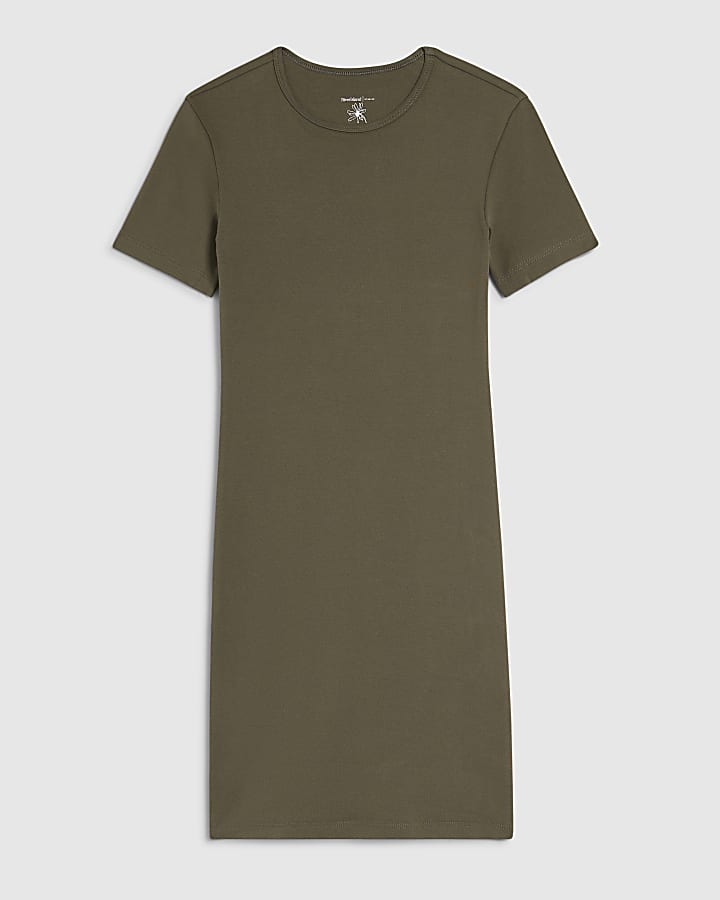 Khaki Mini T-Shirt Dress