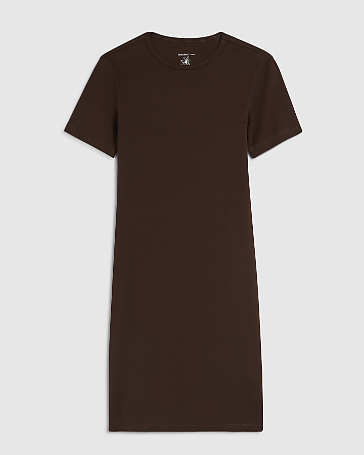Brown Mini T-Shirt Dress